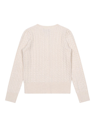 Zopfstrick-Cardigan - Creme