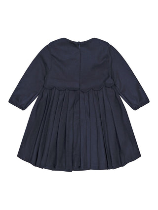 Plissiertes Kleid mit Muschelkante - Marine