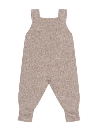 Latzhose aus Merinowolle - Beige meliert