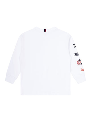Camp Tommy Multi Print Langarm-T-Shirt - Weiß