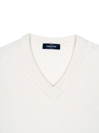 Kaschmirpullover mit V-Neck in Weiß