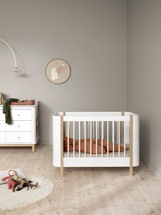 Wood Mini+ Babybett - Weiß-Eiche
