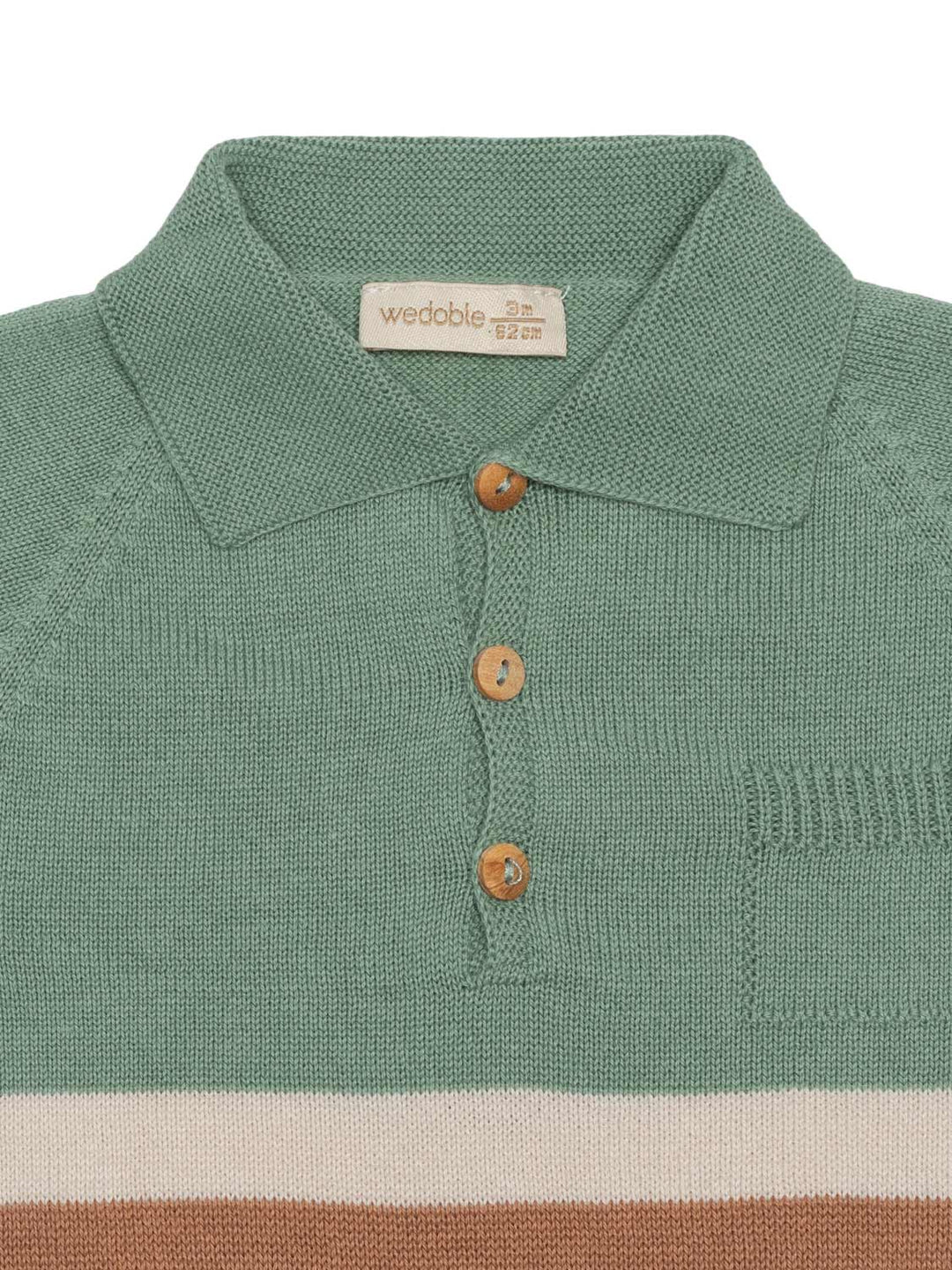 Kurzarm-Polo-Pullover Ozean aus Baumwollstrick - Mintgrün