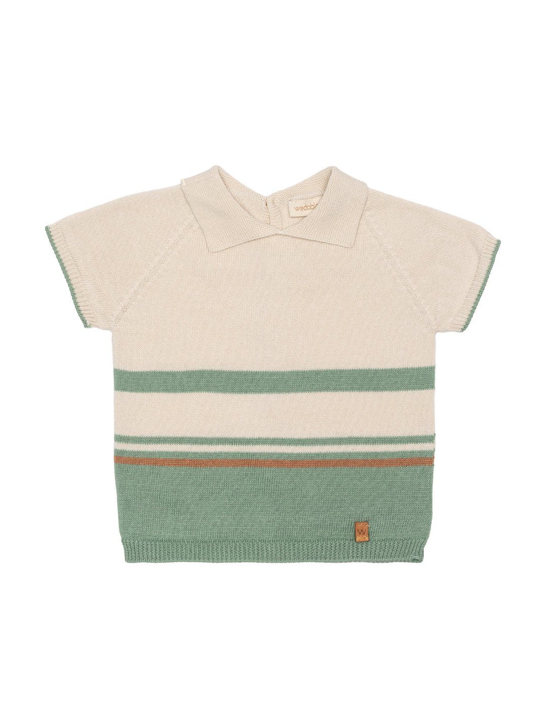 Kurzarm-Polo-Pullover aus Baumwollstrick - Beige/Mint