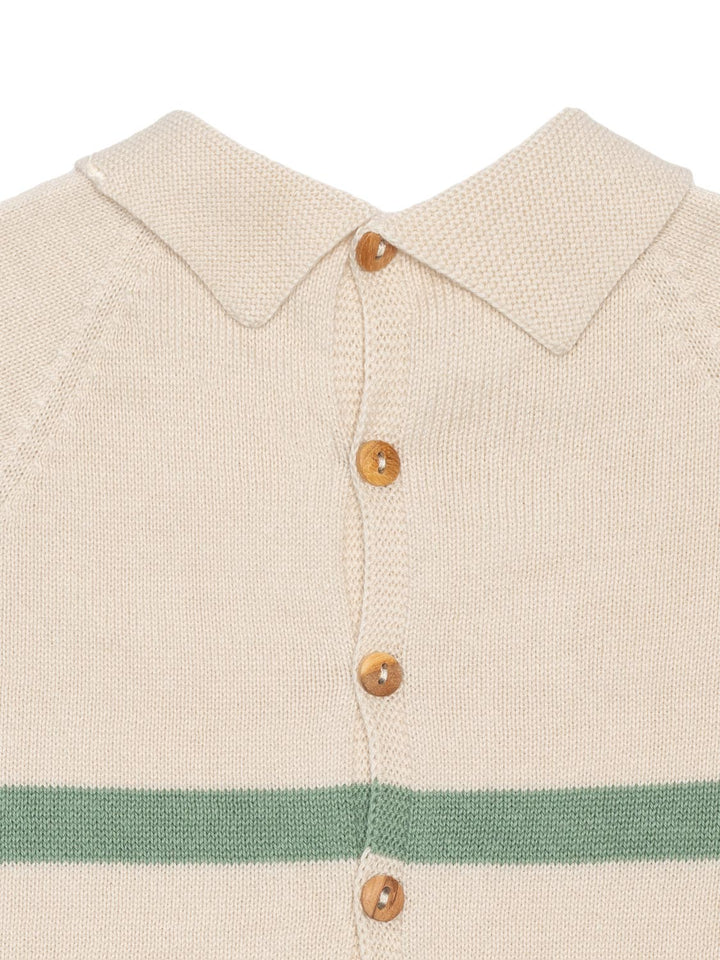 Kurzarm-Polo-Pullover aus Baumwollstrick - Beige/Mint