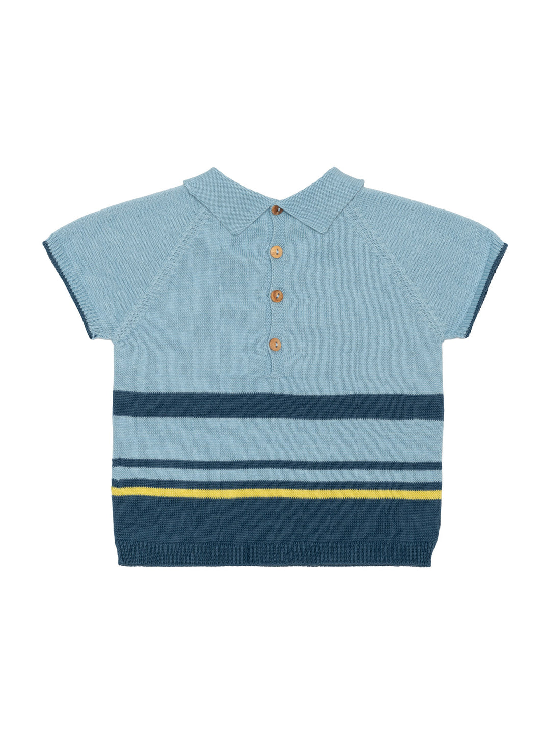 Kurzarm-Polo-Pullover aus Baumwollstrick - Hellblau