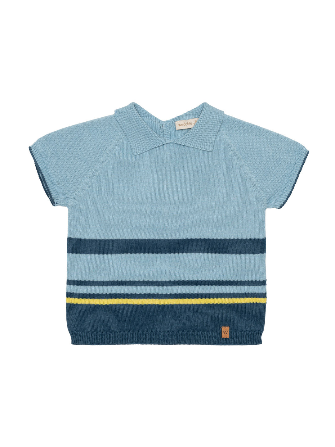 Kurzarm-Polo-Pullover aus Baumwollstrick - Hellblau