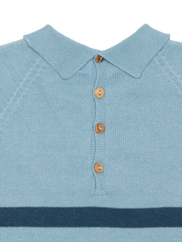 Kurzarm-Polo-Pullover aus Baumwollstrick - Hellblau