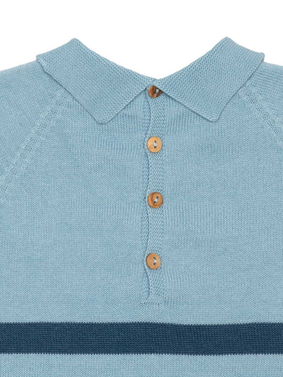 Kurzarm-Polo-Pullover aus Baumwollstrick - Hellblau