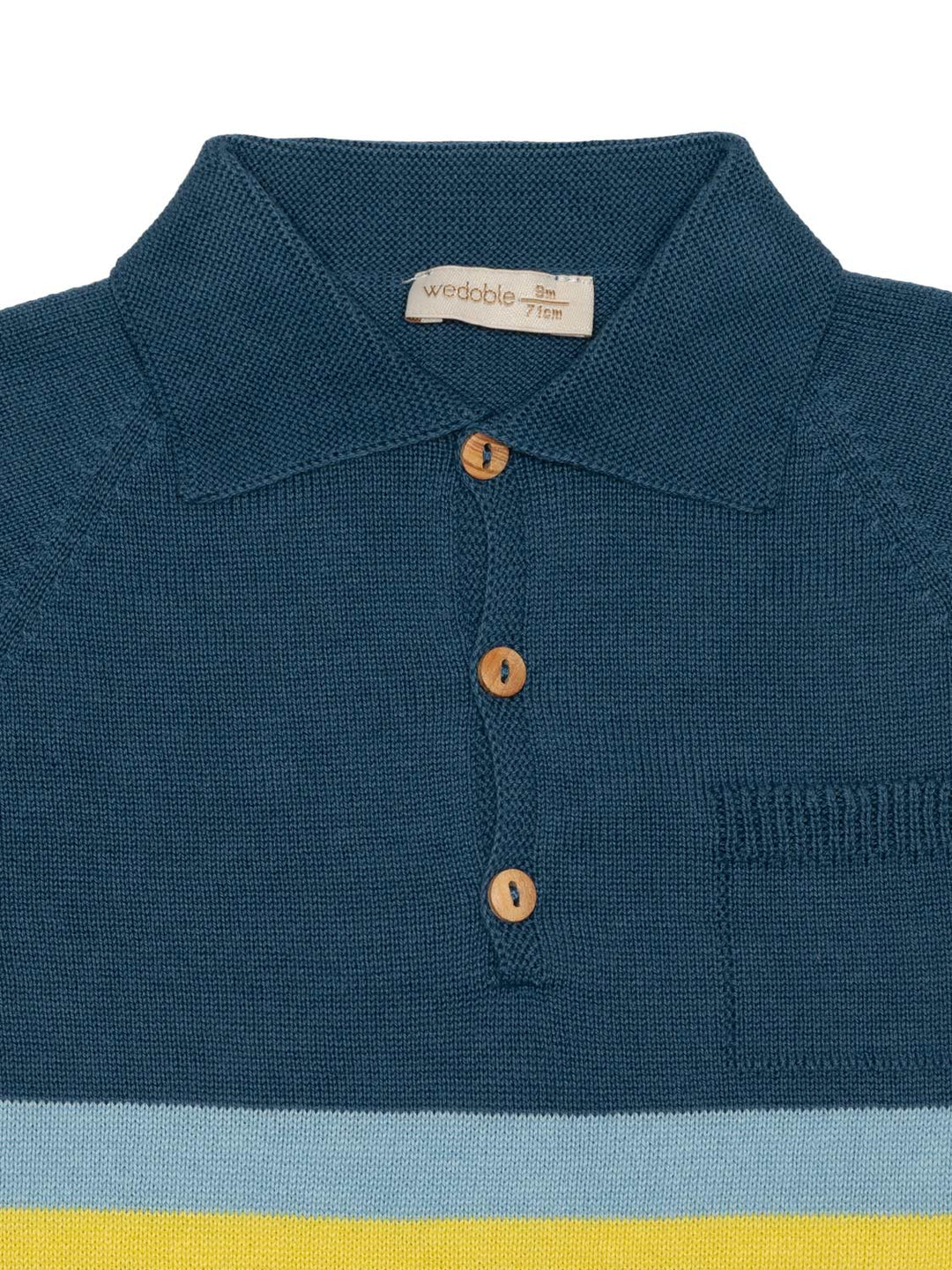 Kurzarm-Polo-Pullover Ozean aus Baumwollstrick - Dunkelblau