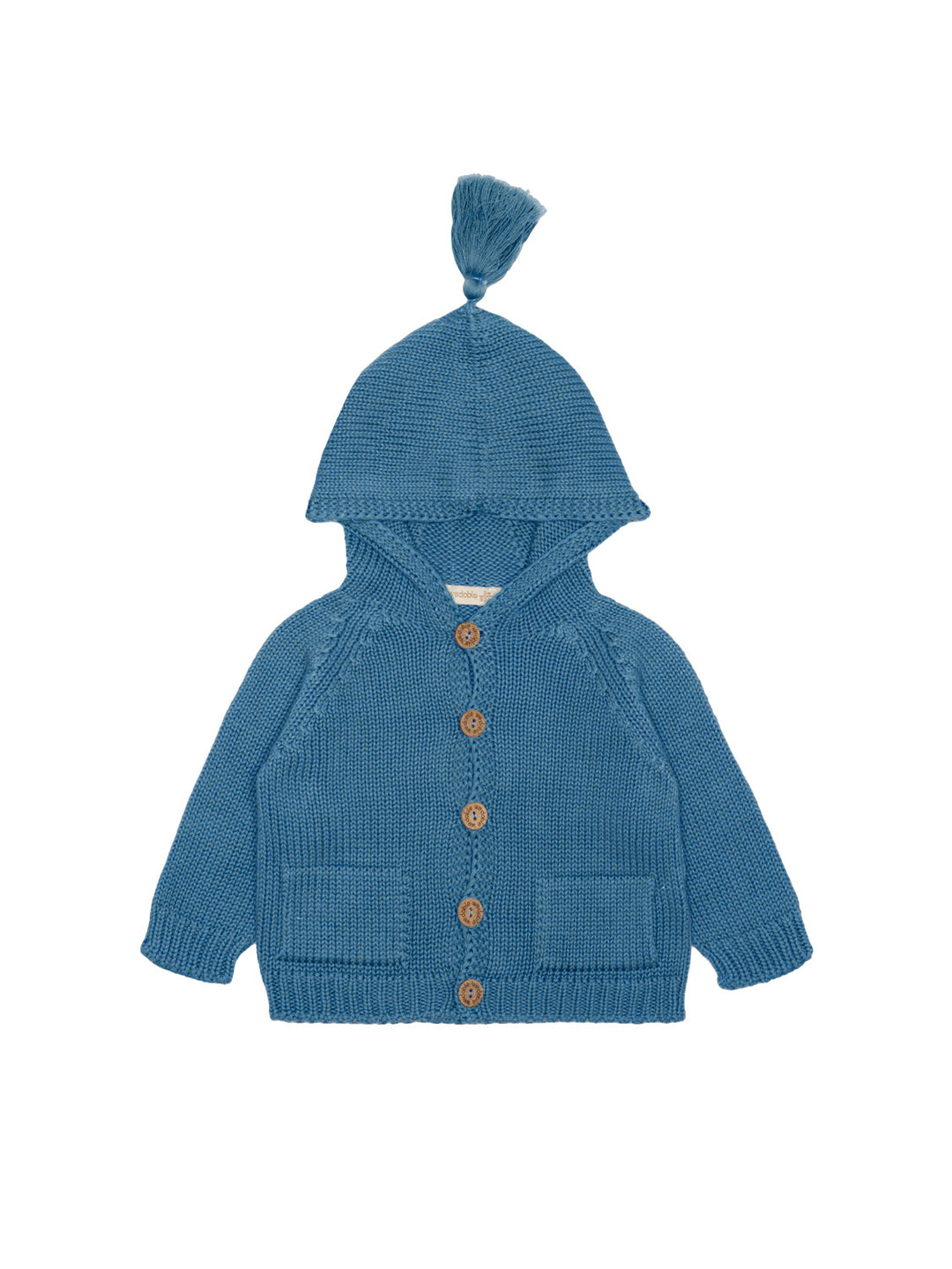 Strickjacke mit Kapuze aus Baumwolle- Friendly Vibe - Indigoblau