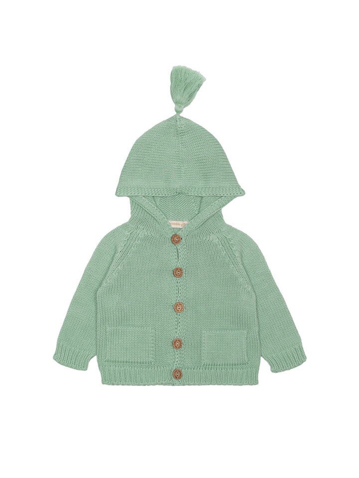 Strickjacke mit Kapuze aus Baumwolle- Friendly Vibe - Mint