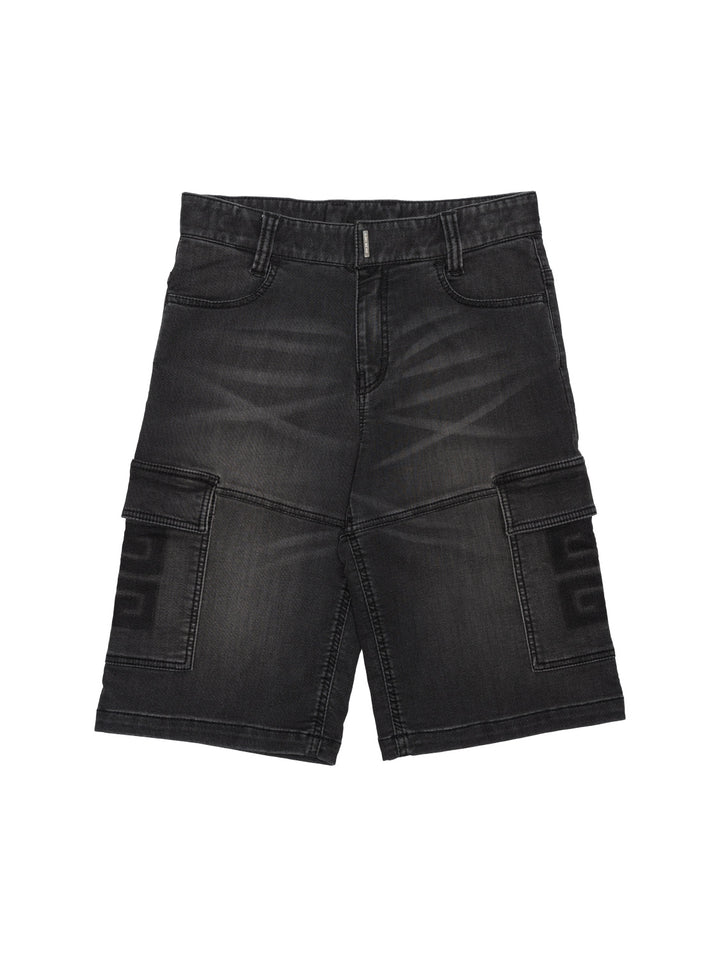 Jeans-Bermudashorts mit Logo - Schwarz