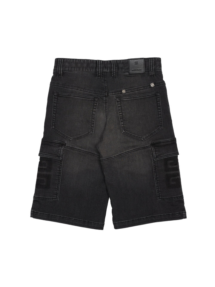 Jeans-Bermudashorts mit Logo - Schwarz