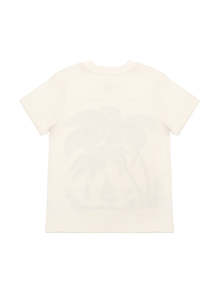 T-Shirt mit Palmen-Print - Creme