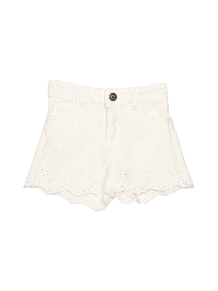 Bestickte Denim Shorts - Off White