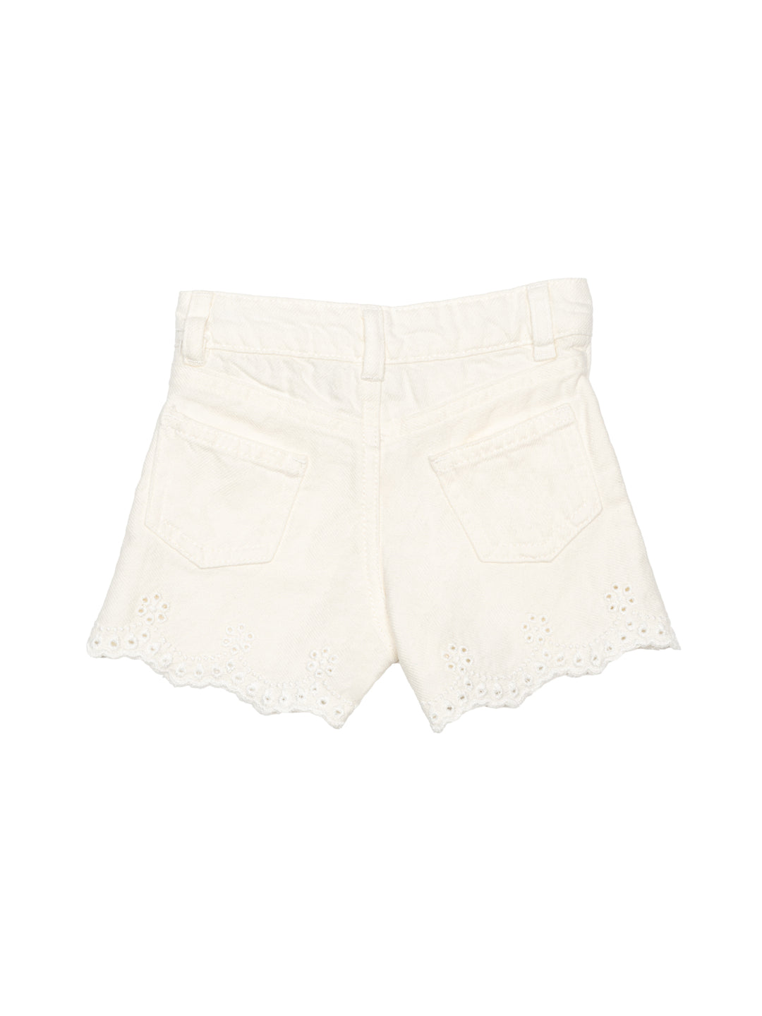 Bestickte Denim Shorts - Off White