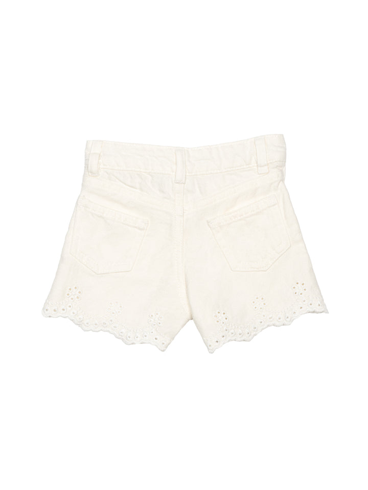 Bestickte Denim Shorts - Off White