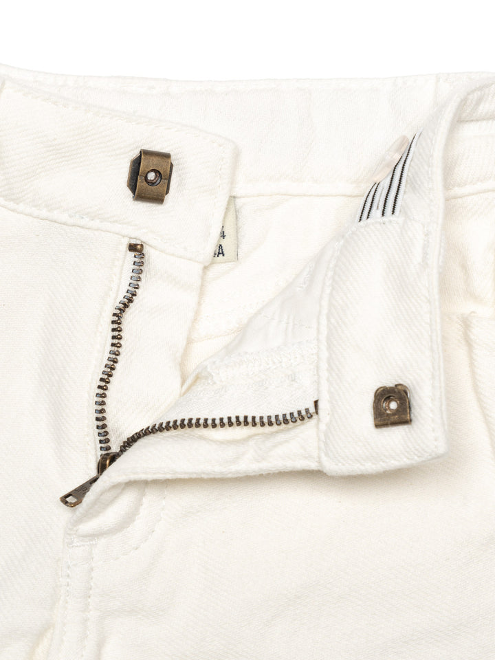 Bestickte Denim Shorts - Off White