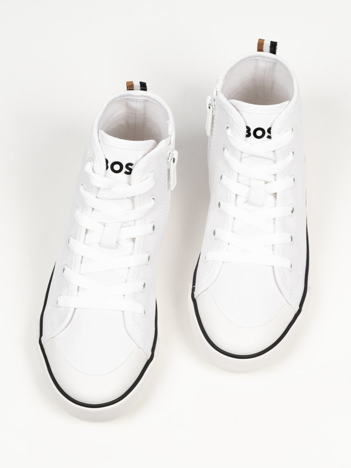Hightop-Sneakers aus Canvas mit Logo-Print - Weiß