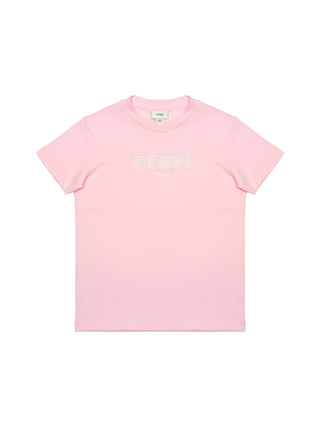 T-Shirt mit gesticktem Logo - Rosa
