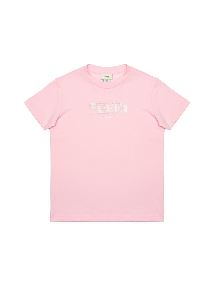 T-Shirt mit gesticktem Logo - Rosa