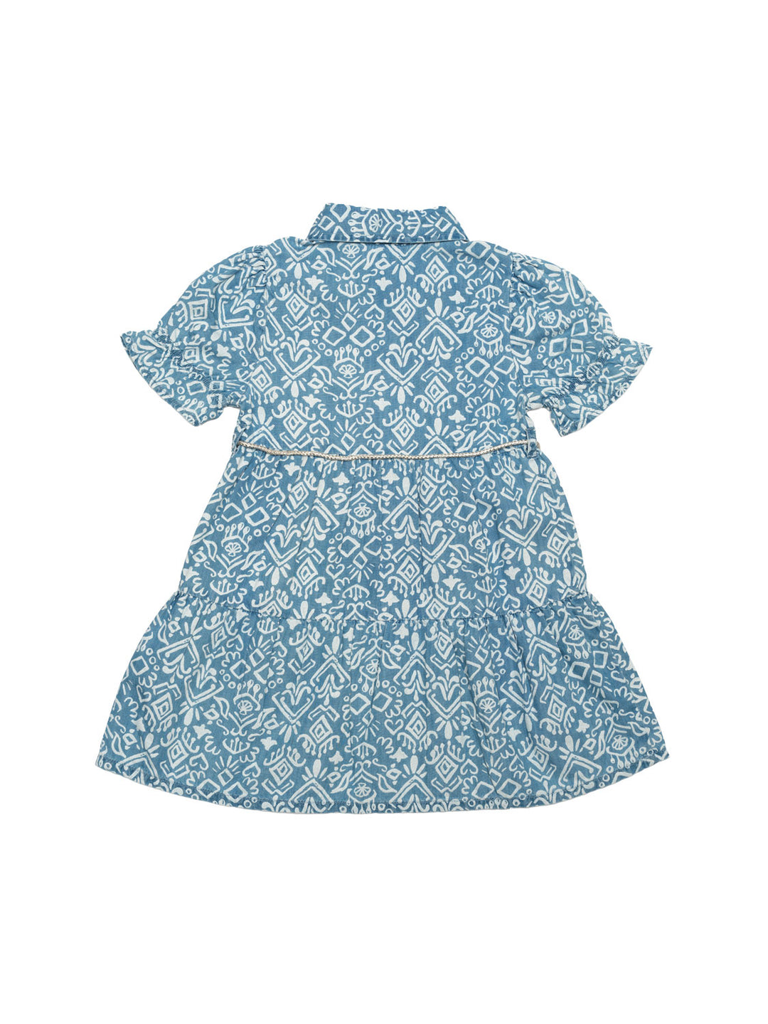 Kleid mit Puffärmeln - Denim Blau