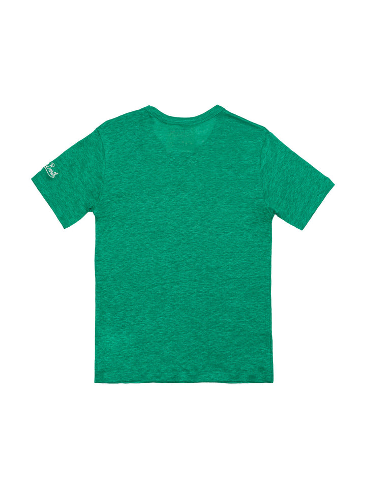 Alex T-Shirt aus Leinen mit Brusttasche - Grün