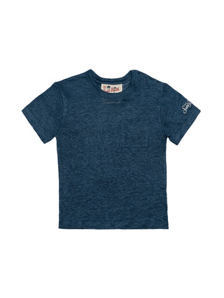 T-Shirt aus Leinen mit Brusttasche - Marine