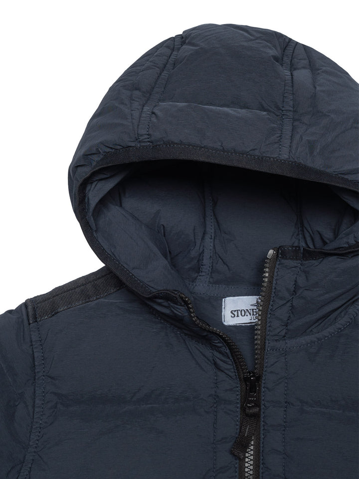 Gesteppte Daunenjacke mit Kapuze - Navy