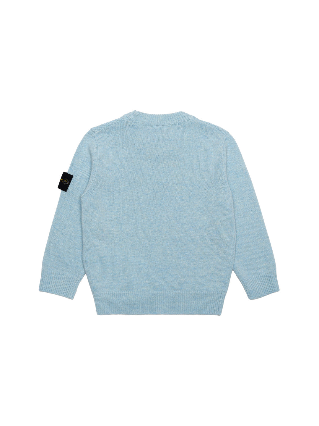 Melierter Strickpullover mit Logo-Patch - Hellblau