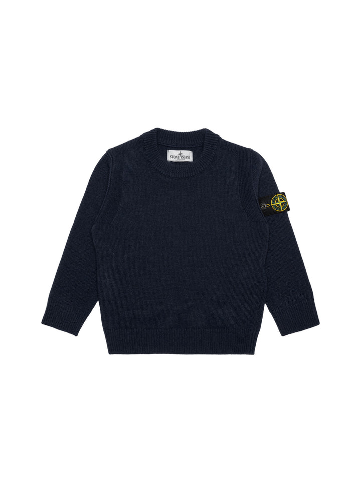 Strickpullover mit Logo-Patch - Navy