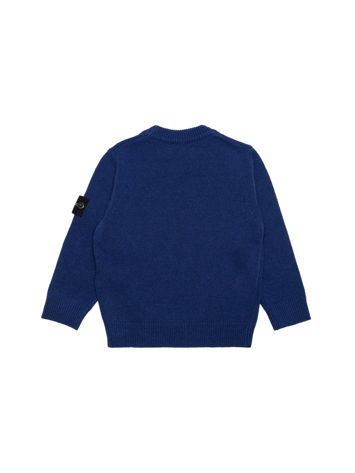 Strickpullover mit Logo-Patch - Blau