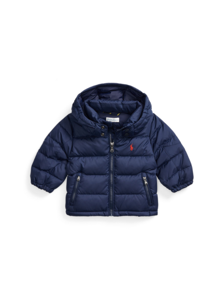 Ripstop-Daunenjacke mit Kapuze - Navy