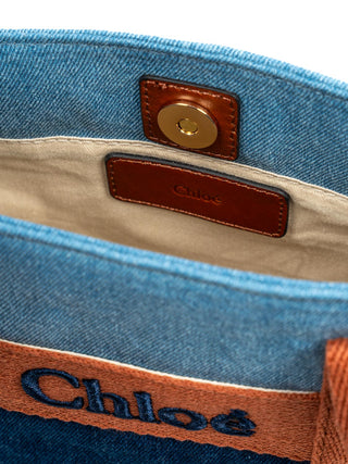Jeans-Shopper mit Logo-Stickerei - Blau