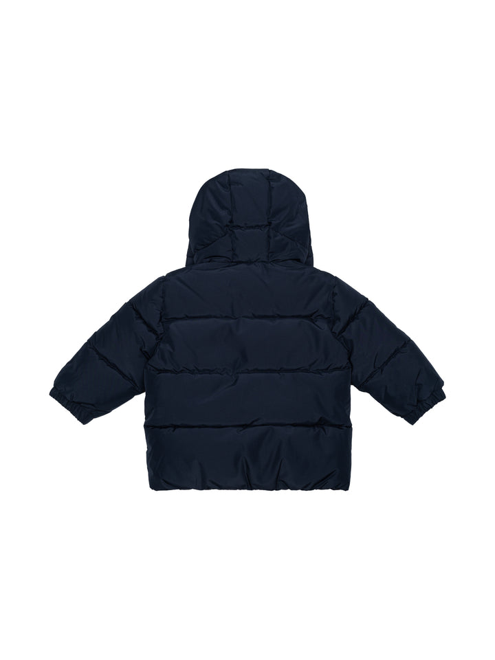 Wasserabweisende wattierte Steppjacke mit Logo - Navy