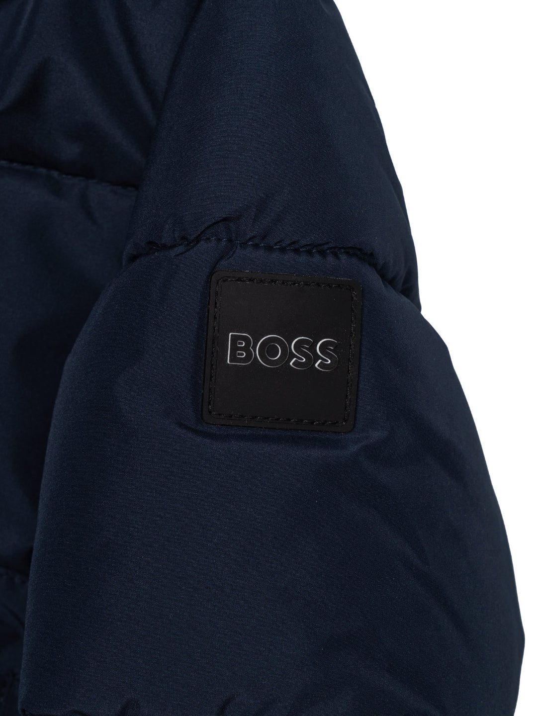 Wasserabweisende wattierte Steppjacke mit Logo - Navy