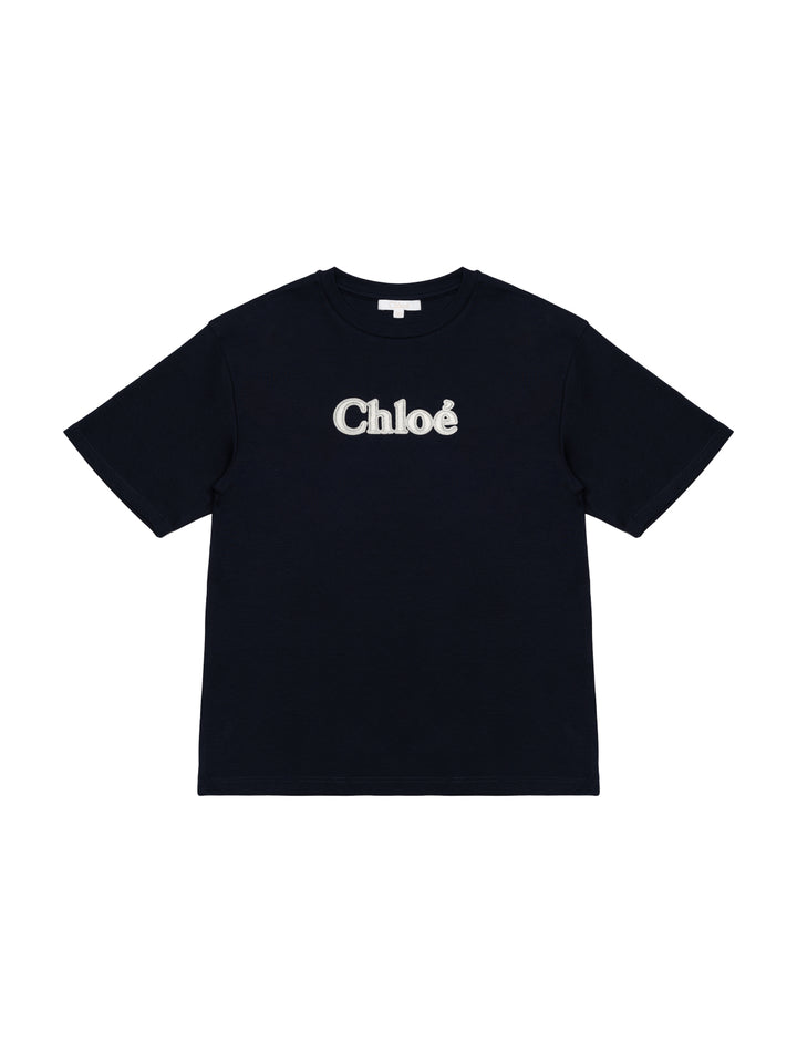 T-Shirt mit Stickerei - Navy