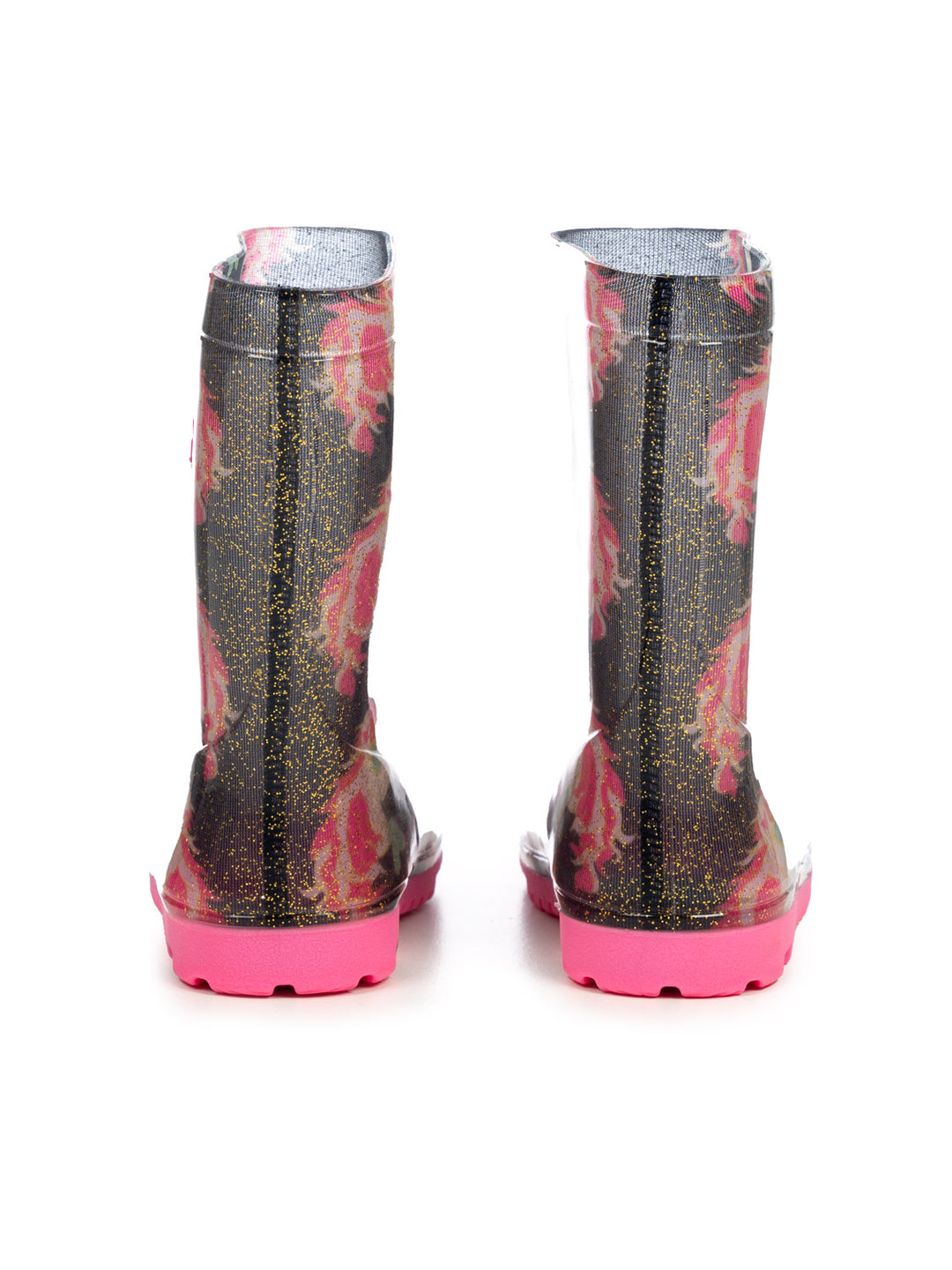 Regenstiefel mit Einhorn-Print - Rosa/Schwarz