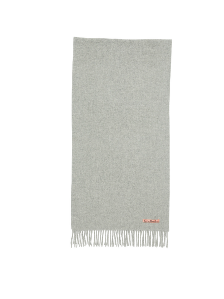 Unisex Fransenschal aus Wolle - Light Grey Melange