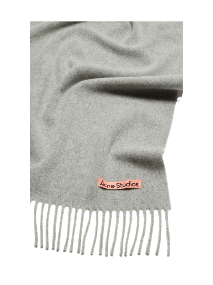 Unisex Fransenschal aus Wolle - Light Grey Melange