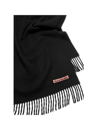 Oversized Wollschal mit Fransen - Schwarz