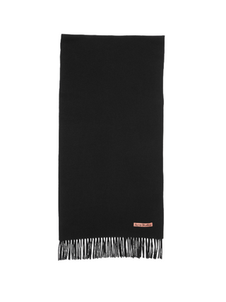 Unisex Fransenschal aus Wolle - Schwarz