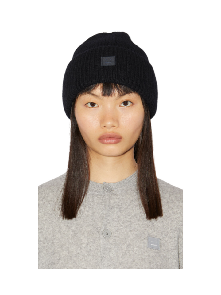 Beanie mit kleinem Face-Logo - Schwarz