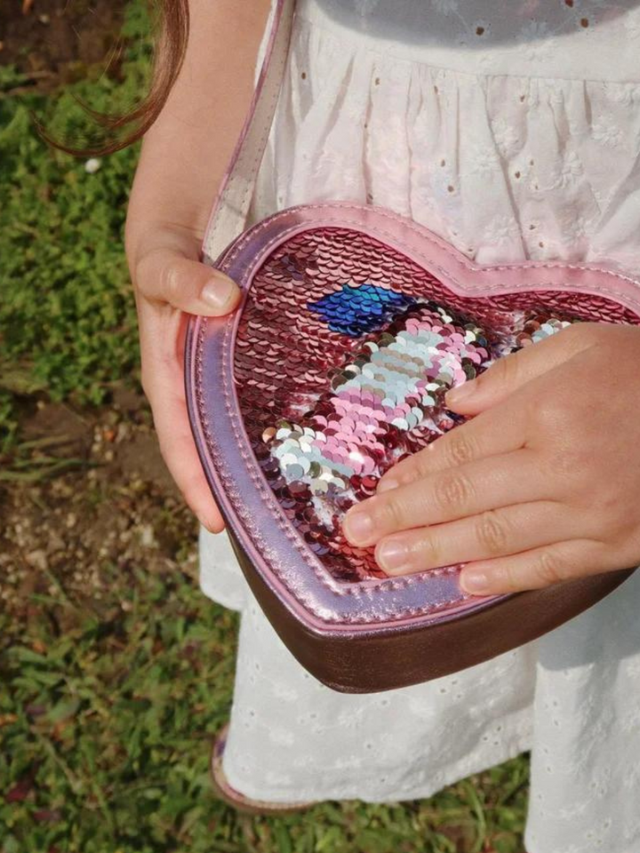 Tut Herztasche mit Pailletten - Rosa