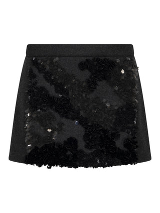 Kurzer Wollrock mit Pailletten - Grau