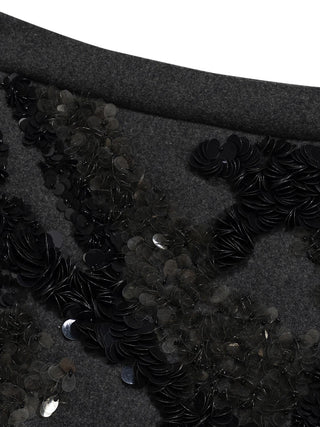 Kurzer Wollrock mit Pailletten - Grau