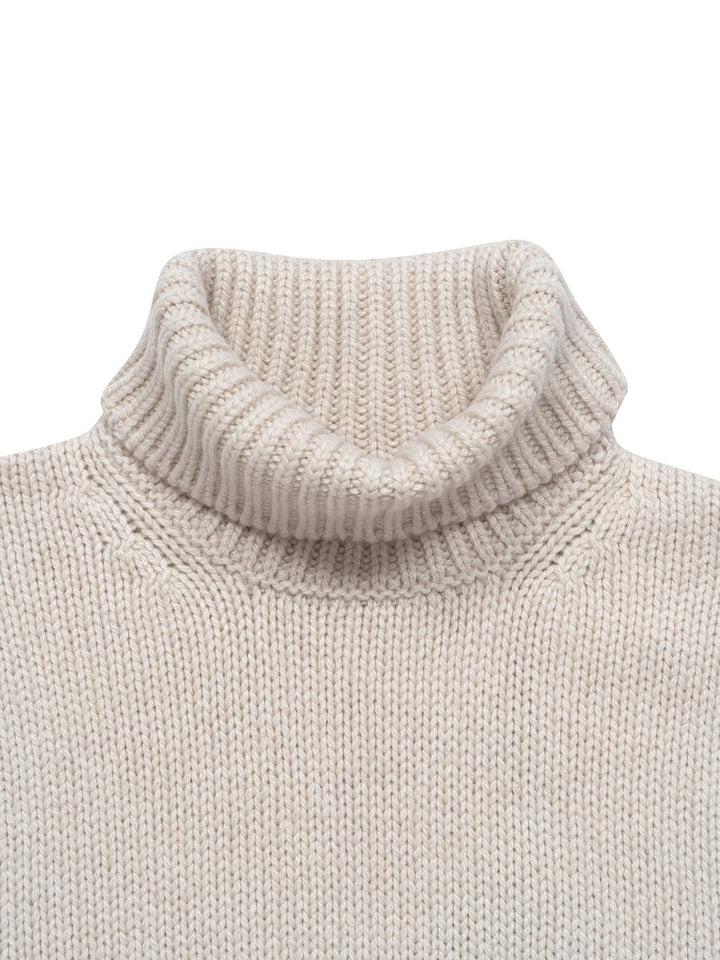 Ärmelloser Rollkragenpullover aus Kaschmir - Creme