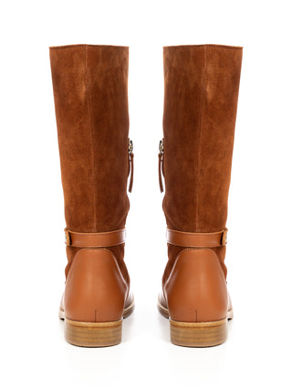 Lederstiefel mit Logo - Braun