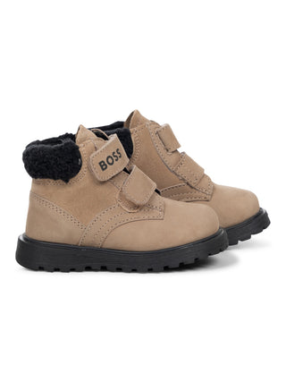 Stiefel aus Wildleder - Beige/Schwarz